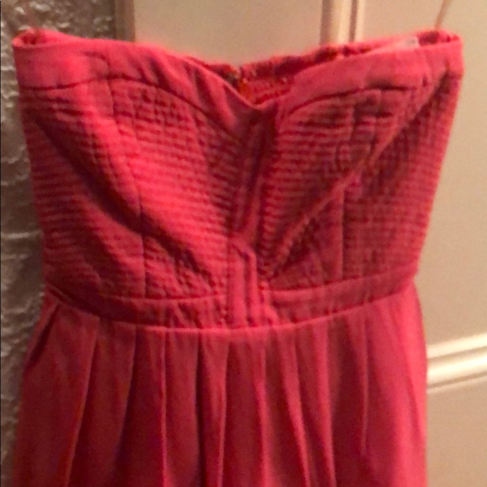 strapless Parker orangey pink summer dress - Picture 5 of 6
